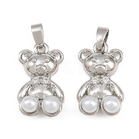 Brass Micro Pave Clear Cubic Zirconia Pendants CU-CBAA571-19P-1