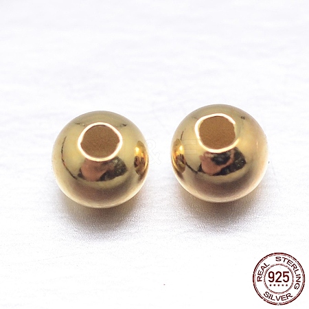 Real 18K Gold Plated Round Sterling Silver Spacer Beads X-STER-M103-04-3mm-G-1