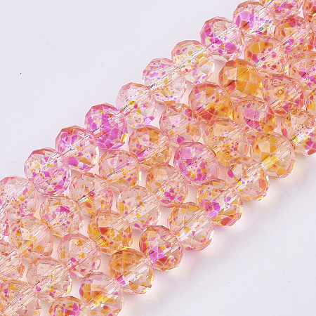 Transparent Spray Painted Glass Beads Strands DGLA-T001-001E-1