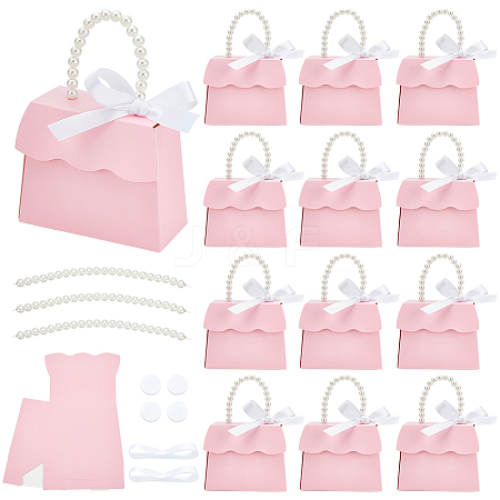 Trapezoid Paper Gift Box with Plastic Imitation Pearl Handles CON-WH0092-65B-1