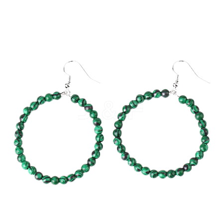 Fashionable Natural Malachite Hoop Earrings for Women KJ9273-16-1