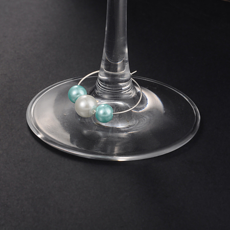 Glass Pearl Beads Wine Glass Charms AJEW-JO00036-04-1