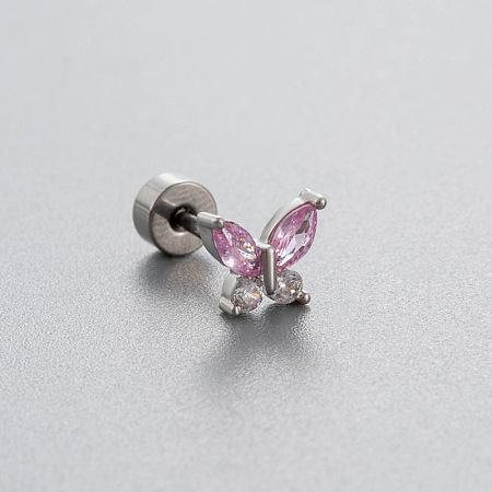 Brass Pave Pink Cubic Zirconia Cartilage Earrings FS-WGE04A7-01-1