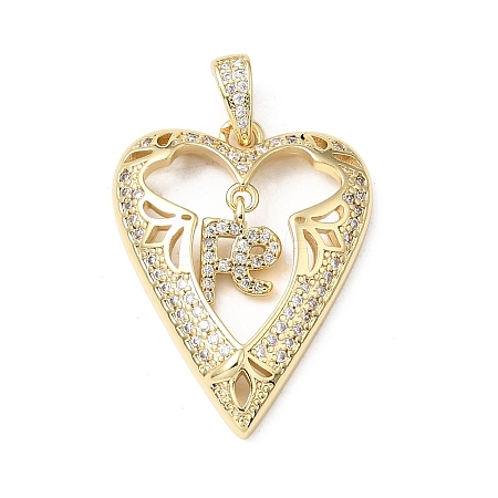 Brass Micro Pave Clear Cubic Zirconia Pendants KK-E799-01B-G-1