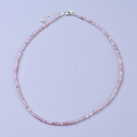 Natural Strawberry Quartz Beaded Necklaces NJEW-K114-B-A14-1