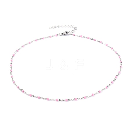 Stainless Steel Enamel Cable Chains Necklaces NJEW-JN02730-03-1
