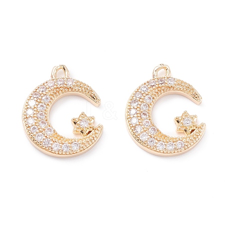 Rack Plating Brass Micro Pave Cubic Zirconia Pendants ZIRC-C026-05LG-1