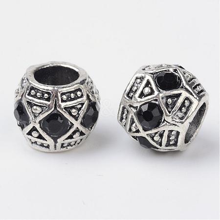 Alloy Rhinestone Rondelle Large Hole European Beads MPDL-R036-80A-1