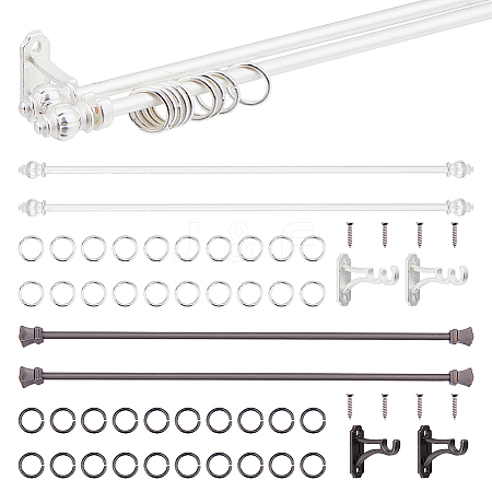2 Sets 2 Colors Iron Curtain Rod Support AJEW-FH0006-31-1