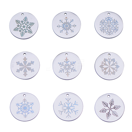 9 Pcs Christmas 304 Stainless Steel Pendants STAS-CJ0001-147-1