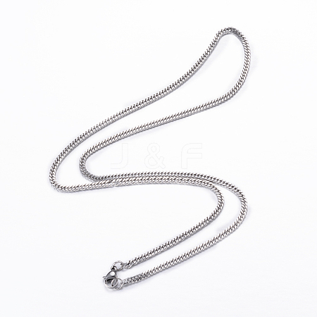 Tarnish Resistant 304 Stainless Steel Curb Chain Necklaces LS-NJEW-P147-03P-1