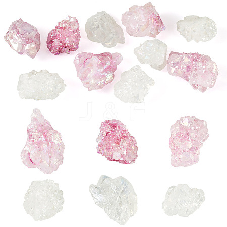 10Pcs 2 Colors Electroplated Natural Druzy Agate Beads G-TA0003-03-1