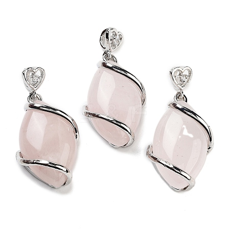 Natural Rose Quartz Pendants X-G-G073-5-1