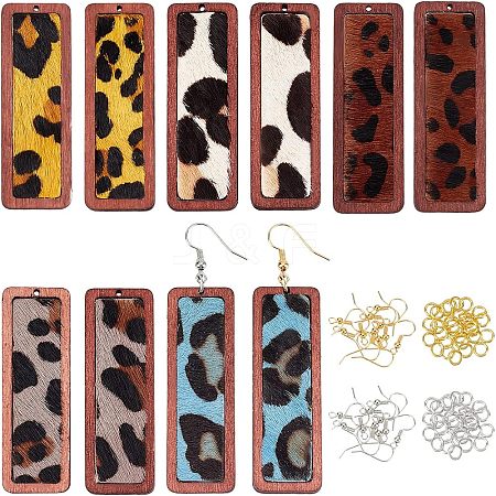 Olycraft DIY Rectangle with Leopard Print Pendant Drop Earring Making Kit DIY-OC0008-38A-1