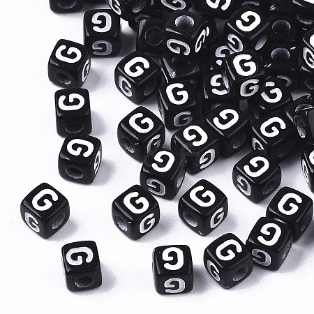 Opaque Acrylic Beads X-SACR-N002-01G-1
