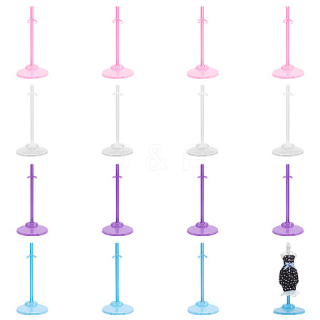 DELORIGIN 16 Sets 4 Colors Plastic Doll Stand Support Frame DIY-DR0001-07-1