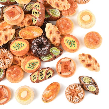 60Pcs Opaque Resin Imitation Food Decoden Cabochons RESI-YW0004-53-1