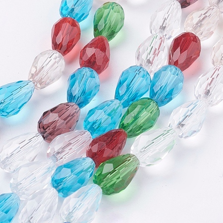 1 Strand Faceted Teardrop Glass Beads Strands X-EGLA-E010-8x12mm-03-1