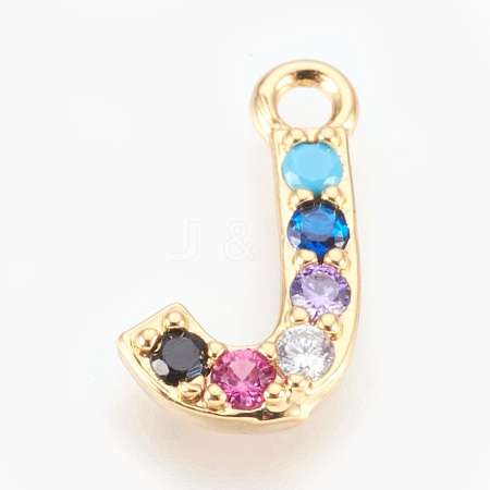 Brass Micro Pave Cubic Zirconia Charms ZIRC-F089-01G-J-1