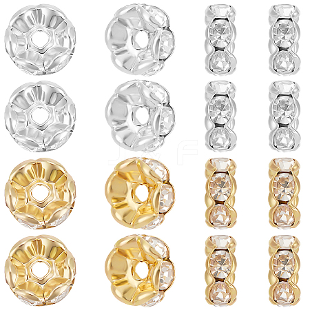 100Pcs 2 Colors Rack Plating Brass Rhinestone Spacer Beads KK-BBC0016-23B-1