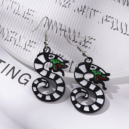 Alloy Dragon Dangle Earrings EJEW-R011-01P-1