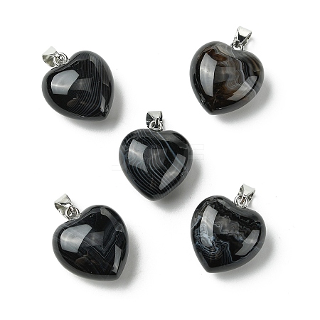 Natural Banded Agate Pendants G-F820-10A-13-1