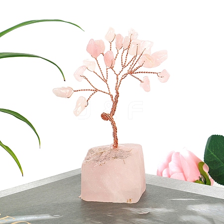 Natural Rose Quartz Chips Tree of Life Decorations PW-WGDDE68-07-1