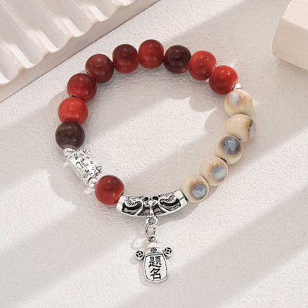 Cute Ceramic Bead Bracelet with Various Colors for Women AE3936-1-1