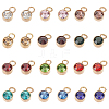 24Pcs 12 Colors Ion Plating(IP) Rose Gold Plated 304 Stainless Steel Rhinestone Pendants STAS-UN0050-52-1