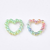 Rainbow ABS Plastic Imitation Pearl Linking Rings OACR-T015-04-07-2