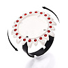 Adjustable Flower Alloy & Iron Rhinestone Bezel Cup Ring Base with Rotatable Tray MAK-T012-09S-4