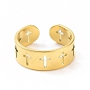Ion Plating(IP) 304 Stainless Steel Hollow Out Cross Open Cuff Ring for Women RJEW-C053-02G-2