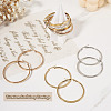  6 Pairs 6 Style 304 Titanium Steel Flattened Big Hoop Earrings for Women STAS-TA0001-89-11