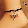 Beach Alloy Charm Adjustable Waxed Cord Anklets for Women FS-WG9CC8A-02-1