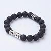 Natural Lava Rock Stretch Bracelets BJEW-JB02757-01-1