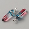 Glass Double Terminal Pointed Pendants LS-G-WH0016-41A-2