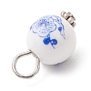Handmade Flower Printed Porcelain Ceramic Pendants PALLOY-JF03928-6
