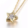 304 Stainless Steel Brass Cubic Zirconia Pendant Necklaces NJEW-O108-13G-1