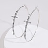 Cross Alloy Crystal Rhinestone Hoop Earrings FS-WG132BD-01-4