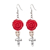Resin and Synthetic Turquoise Dangle Earrings EJEW-JE06012-S-1