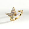Brass Micro Pave Cubic Zirconia Rotating Cuff Rings for Women FS-WG7CCCF-03-1