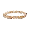 Grade AA Natural Gold Rutilated Quartz Round Beaded Stretch Bracelets for Women BJEW-JB09349-1