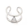 Clear Cubic Zirconia Initial Letter Open Cuff Ring RJEW-A012-01P-A-1