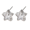 Brass Micro Pave Clear Cubic Zirconia Stud Earrings EJEW-C174-02C-P-4