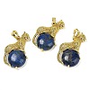 Dyed Natural Lapis Lazuli Ball with Leopard Shape Brass Pendants KK-F887-04G-23-1