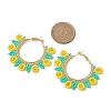 Glass Seed Beads Sunflower Hoop Earrings EJEW-MZ00220-3