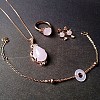 Adjustable Brass & Glass Imitation Rose Quartz Jewelry Set SJEW-BB66878-C-1