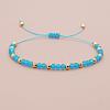 Glass & Brass Round Beads Braided Bead Bracelets RD6595-10-1