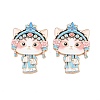 Peking Opera Cat Alloy Enamel Cabochons AL-CBA1A6F-04KCG-C-1