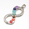 Mixed Shape Chakra Jewelry Brass Natural & Synthetic Mixed Stone Pendants KK-J298-M3-NR-2